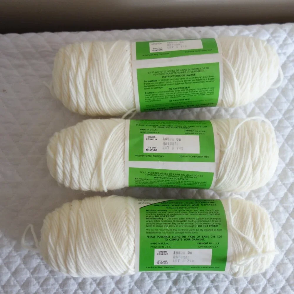 Lot of 3 Vtg MARY MAXIM Aran Irish Twist Yarn – “Natural” – 3.5 oz each